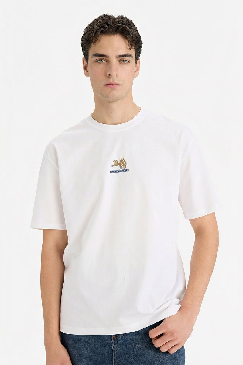 DeFacto White Man Boxy Fit Crew Neck Short Sleeve T-Shirt Casual - Image 3